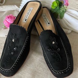 Brighton Mule Black Suede with beading size 11 M.  Beautiful condition.